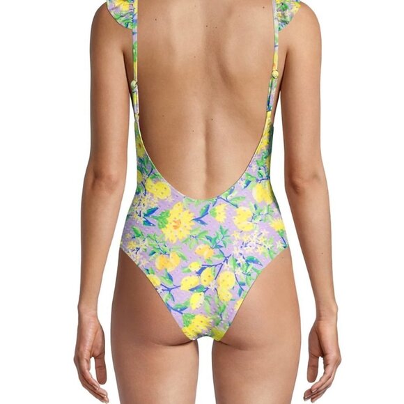 Farm Rio Lemon Drop Low-Back One-Piece Swimsuit - Picture 4 of 5